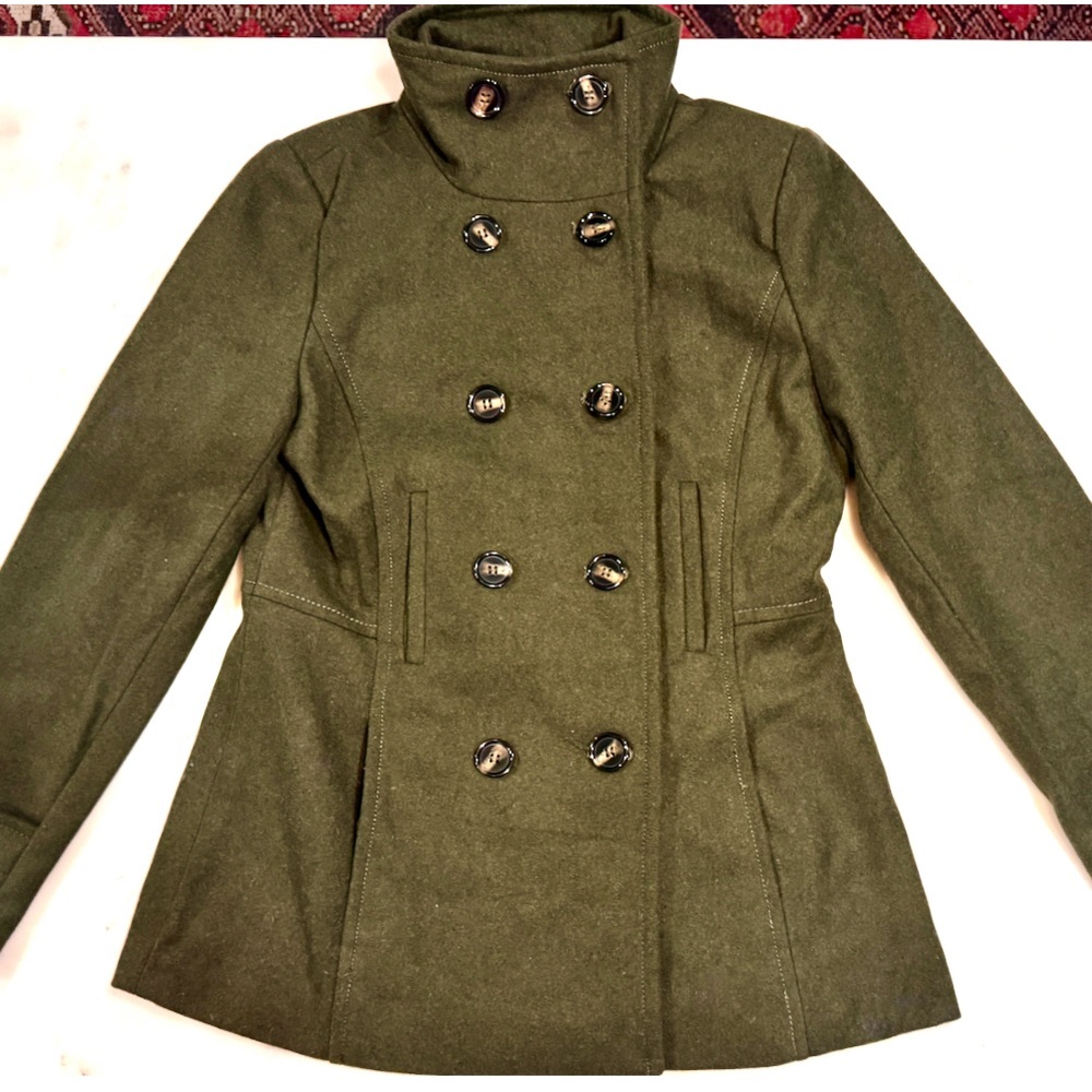 NWT Thread & Supply Olive Double-Breasted Women's Pea Coat